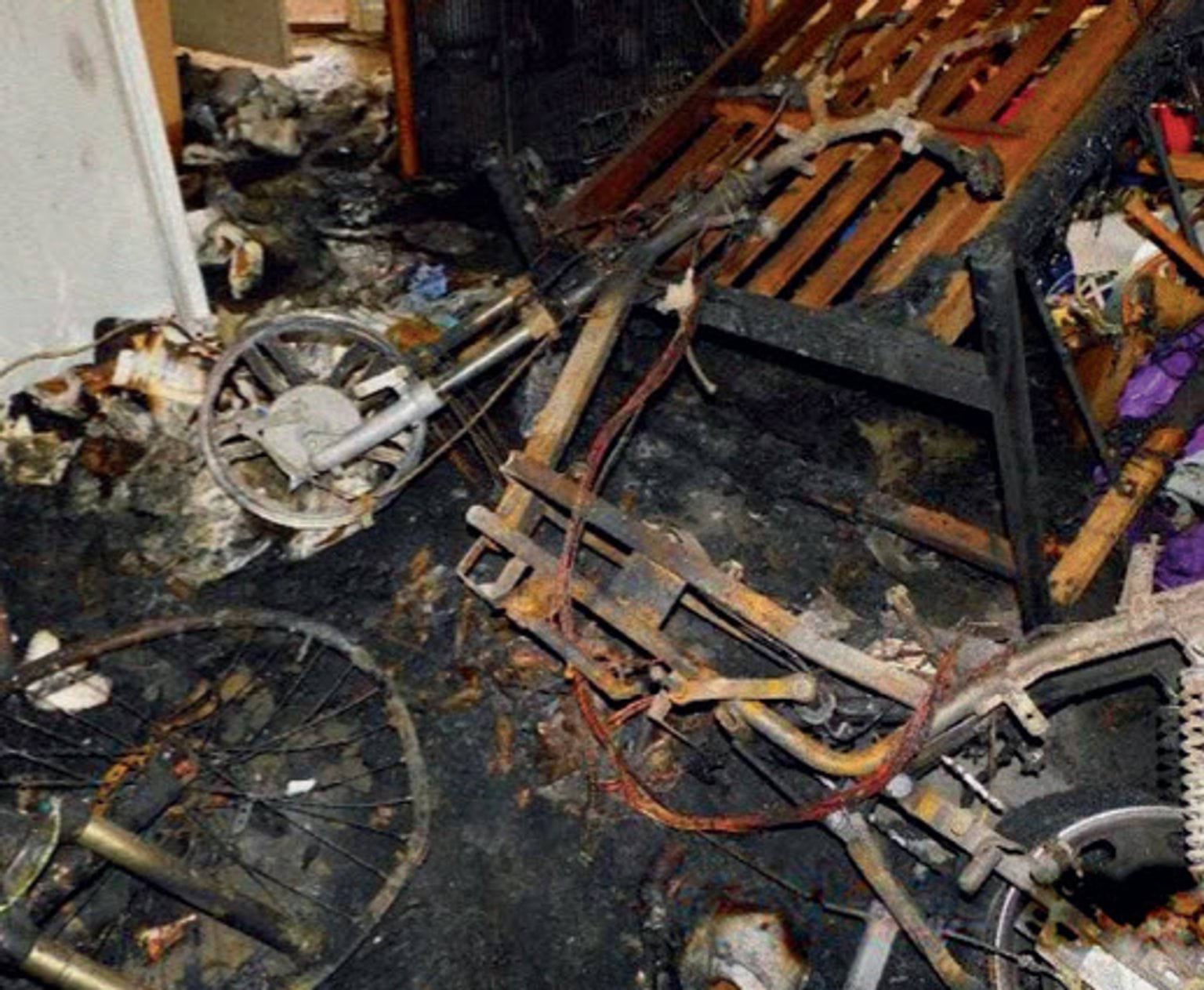 Aftermath of a lithium-ion fire in a bedroom Aftermath of a lithium-ion fire in a bedroom