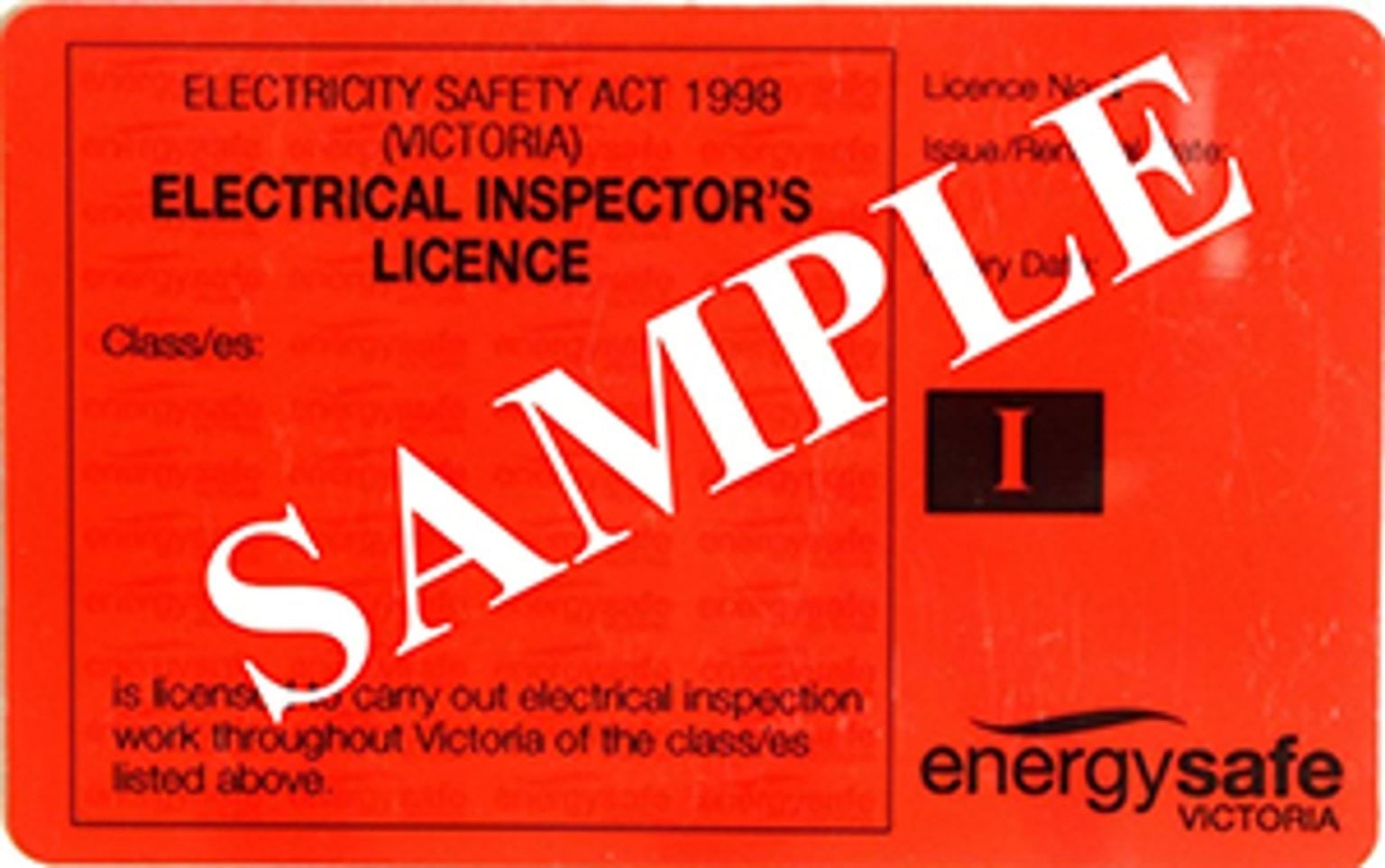 Sample image of an LEI electrical license.