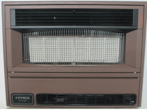 A photograph of a Pyrox Heritage heater, from the front.