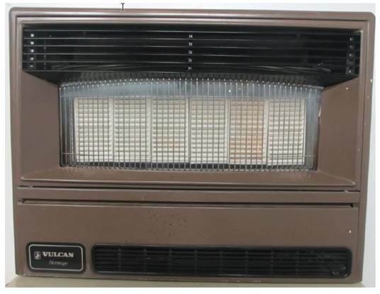 A photograph of a Vulcan Heritage heater, from the front.