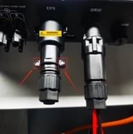 The supplied EPS connector with the lockable shroud fitted that allows the connector to only be removed with the use of a tool