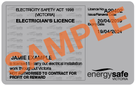 A Grade Electrician's licence card sample