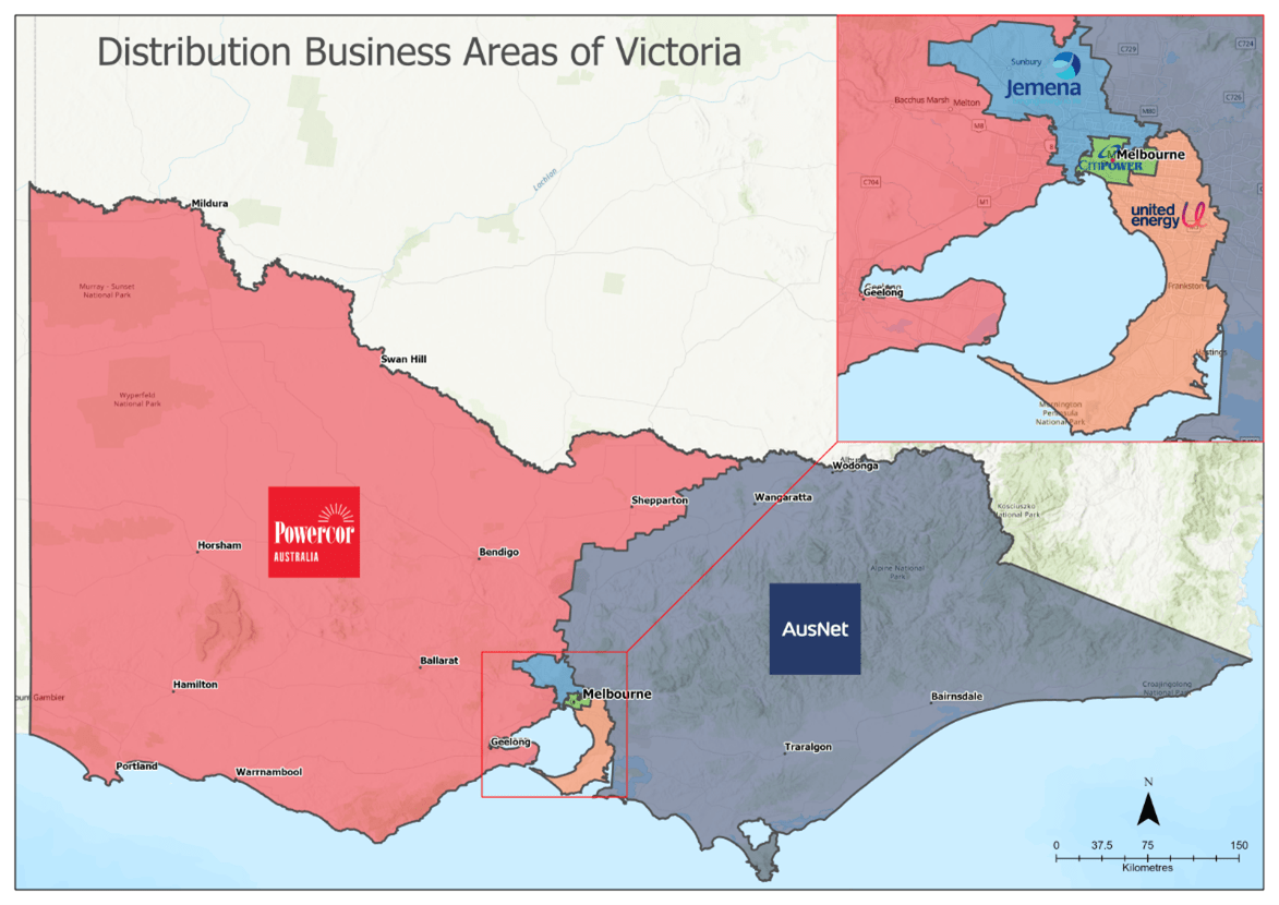 MEC electricity distribution areas map