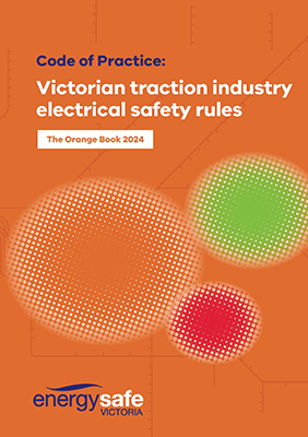 Cover for the Orange Book, featuring an orange background, text and graphics illustrating 3 coloured lights as semi-abstract circles.