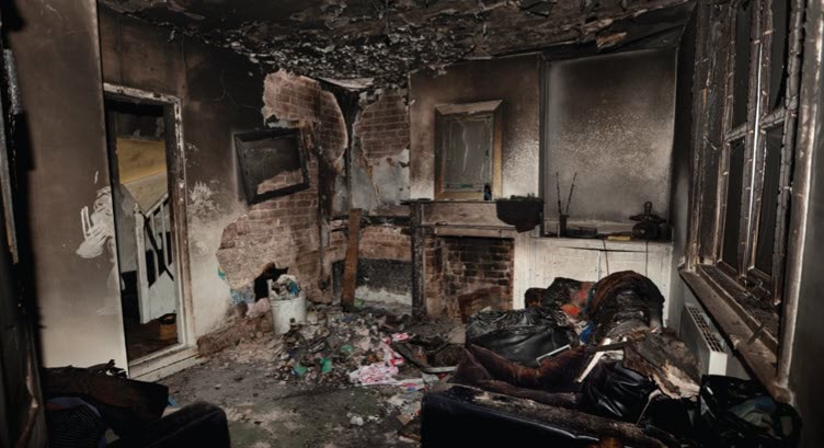 The aftermath of a Lithium-ion battery fire in a lounge